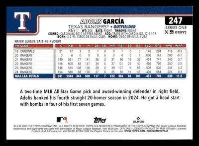 2025 Topps #247 Adolis García - Baseball Card Single