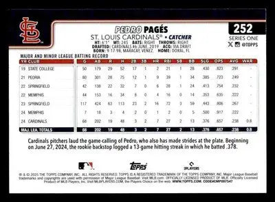2025 Topps #252 Pedro Pagés - Baseball Card Single