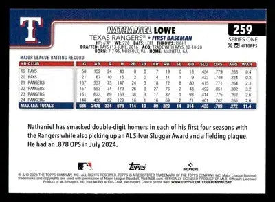 2025 Topps #259 Nathaniel Lowe - Baseball Card Single