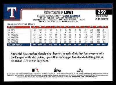 2025 Topps #259 Nathaniel Lowe - Baseball Card Single