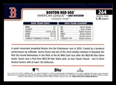 2025 Topps #264 Boston Red Sox - Baseball Card Single