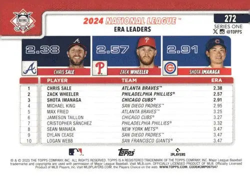 2025 Topps #272 Chris Sale/Shota Imanaga/Zack Wheeler NM-MT ID:77006 - Baseball Card Single