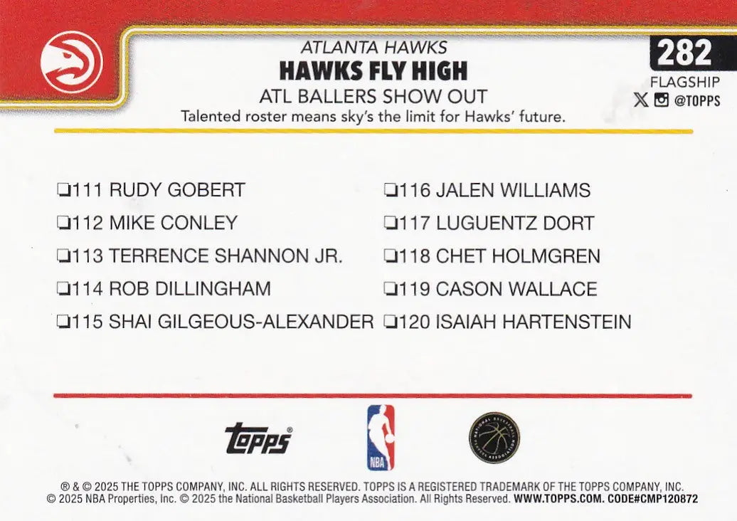 2025 TOPPS #282 HAWKS FLY HIGH DIAMONTE- ATLANTA HAWKS
