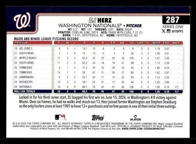 2025 Topps #287 DJ Herz - Baseball Card Single