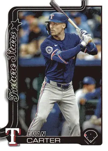 Original gloss baseball trading card of Evan Carter Texas Rangers featuring Simply Sandoval