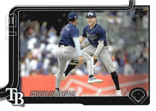 Original gloss baseball card featuring Taylor Walls NM-MT Rays with two players on card