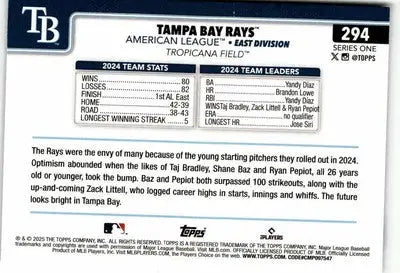 2025 Topps #294 Tampa Bay Rays - Baseball Card Single