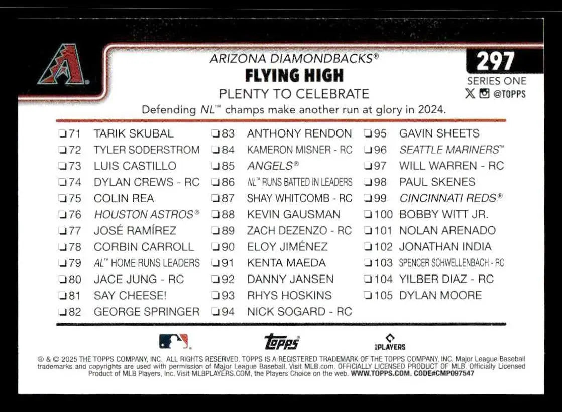 2025 Topps #297 Flying High: Plenty to Celebrate - Baseball Card Single