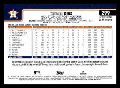 2025 Topps #299 Yainer Diaz - Baseball Card Single