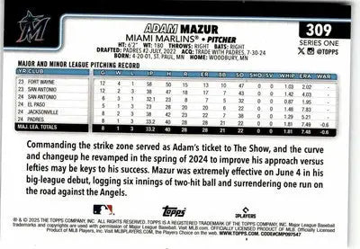 2025 Topps #309 Adam Mazur - Baseball Card Single