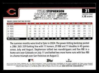 2025 Topps #31 Tyler Stephenson - Baseball Card Single