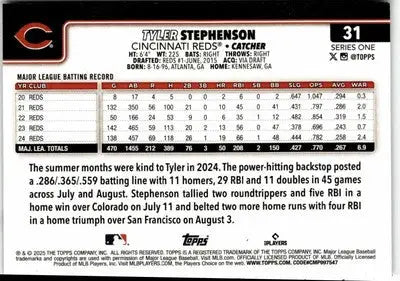 2025 Topps #31 Tyler Stephenson - Baseball Card Single