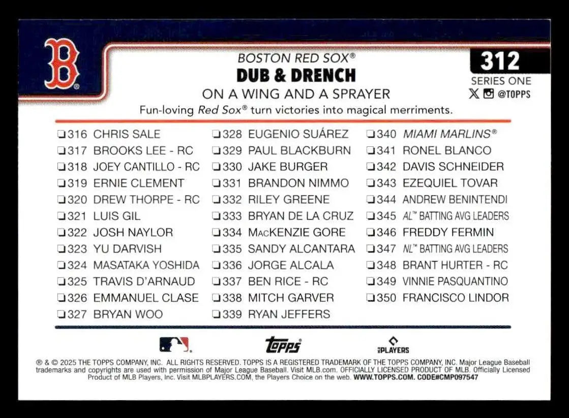 2025 Topps #312 Dub & Drench: On a Wing and a Sprayer - Baseball Card Single