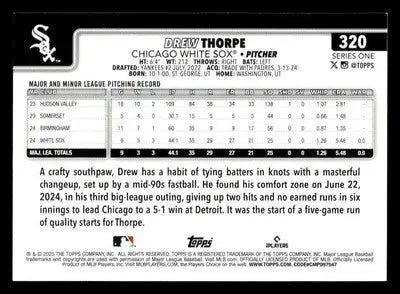 2025 Topps #320 Drew Thorpe - Baseball Card Single
