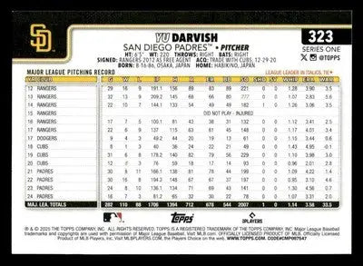 2025 Topps #323 Yu Darvish - Baseball Card Single