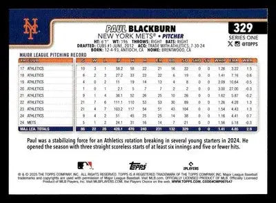 2025 Topps #329 Paul Blackburn - Baseball Card Single