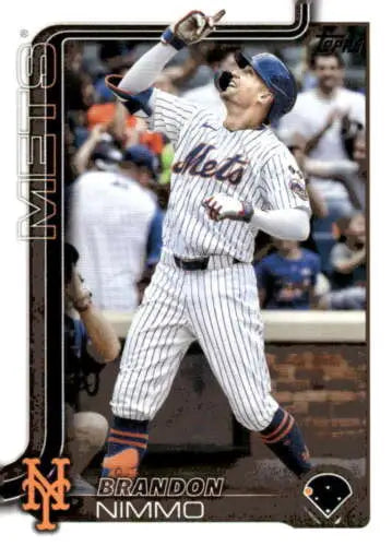 Brandon Nimmo baseball card with original gloss from 2025 Topps, NM-MT condition
