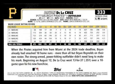 2025 Topps #333 Bryan De La Cruz - Baseball Card Single