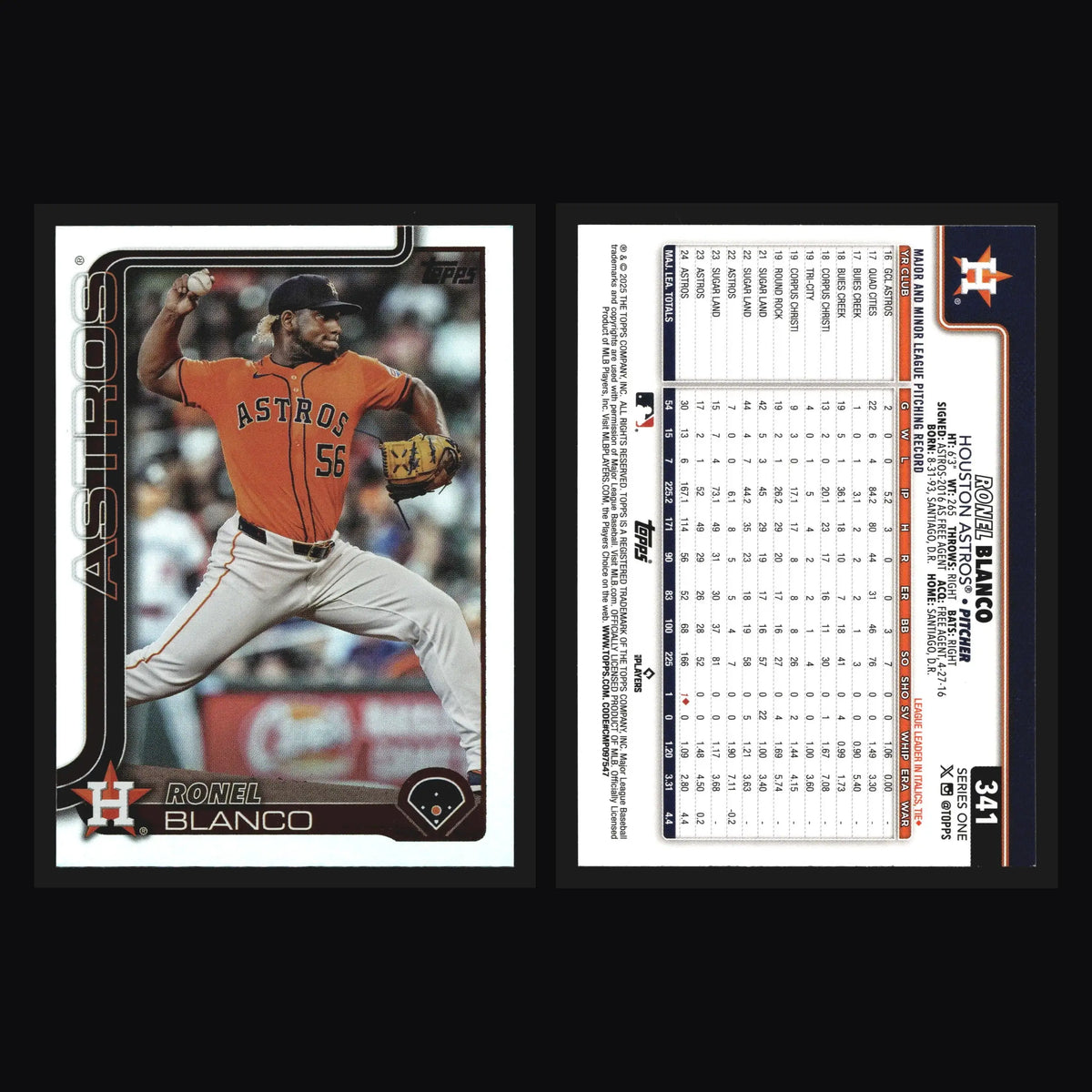 2025 Topps #341 Ronel Blanco Rainbow Foil Astros - Baseball Card Single