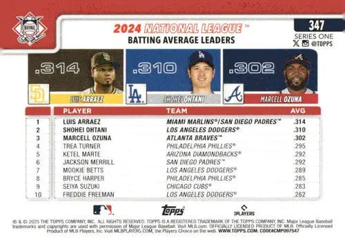 2025 Topps #347 Luis Arraez/Marcell Ozuna/Shohei Ohtani NM-MT - Trading Cards