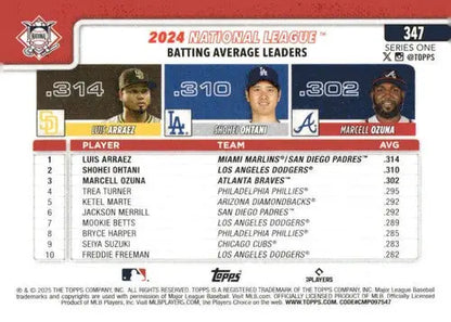 2025 Topps #347 Luis Arraez/Marcell Ozuna/Shohei Ohtani NM-MT - Trading Cards