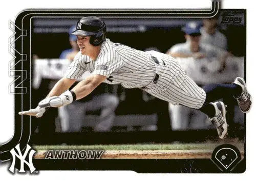 Baseball trading card featuring Anthony Volpe sliding headfirst, original gloss, NM-MT condition