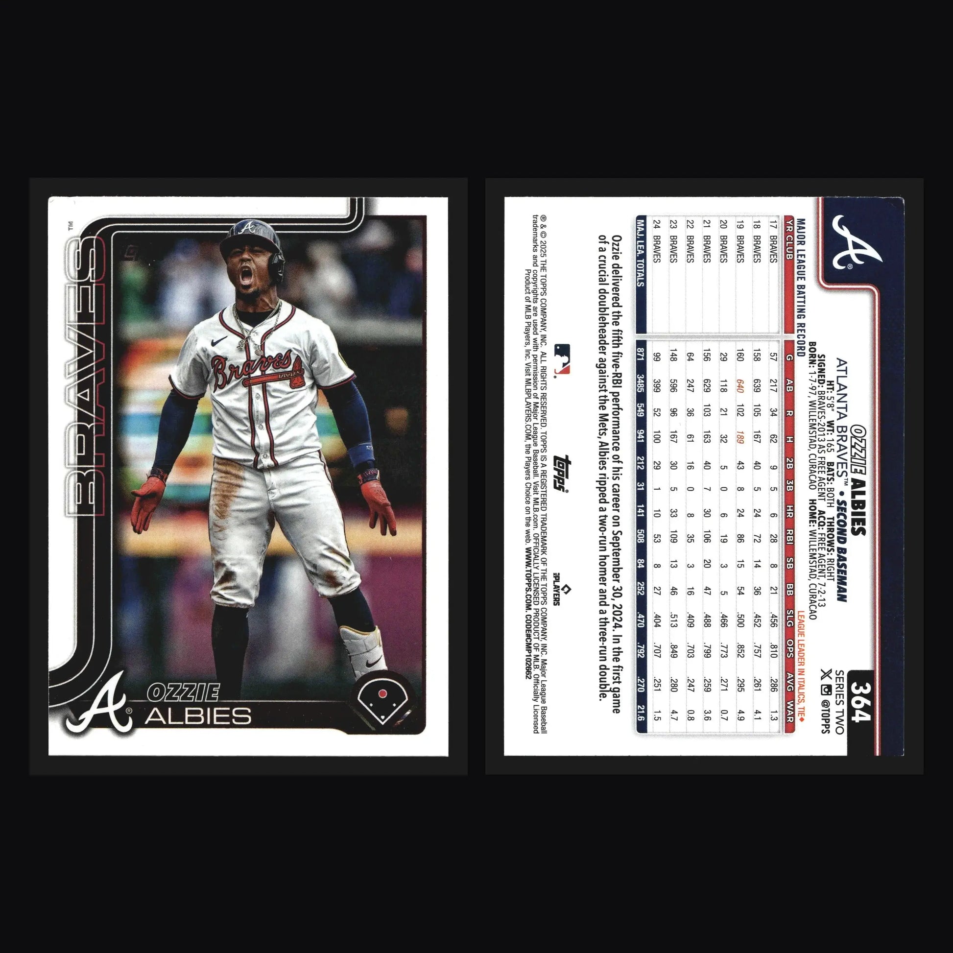 2025 Topps #364 Ozzie Albies Atlanta Braves Series Two Base
