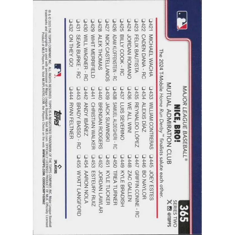 2025 Topps #365 Bobby Witt Jr. NM-MT Major League Baseball Baseball Card