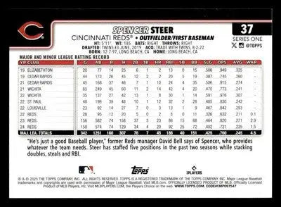 2025 Topps #37 Spencer Steer - Baseball Card Single