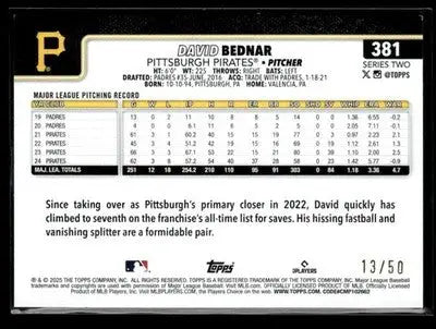 2025 Topps #381 David Bednar Canvas #/50 - Baseball Card Single