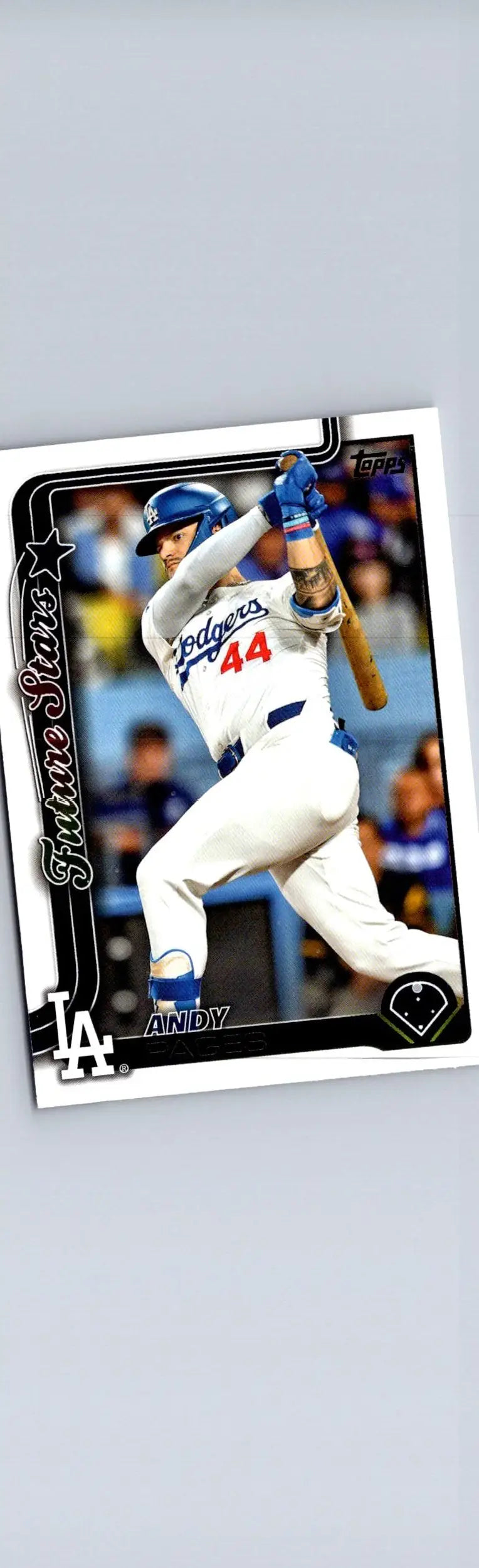 Baseball trading card featuring Dodgers player Andy Pages in batting pose for 2025 Topps #388