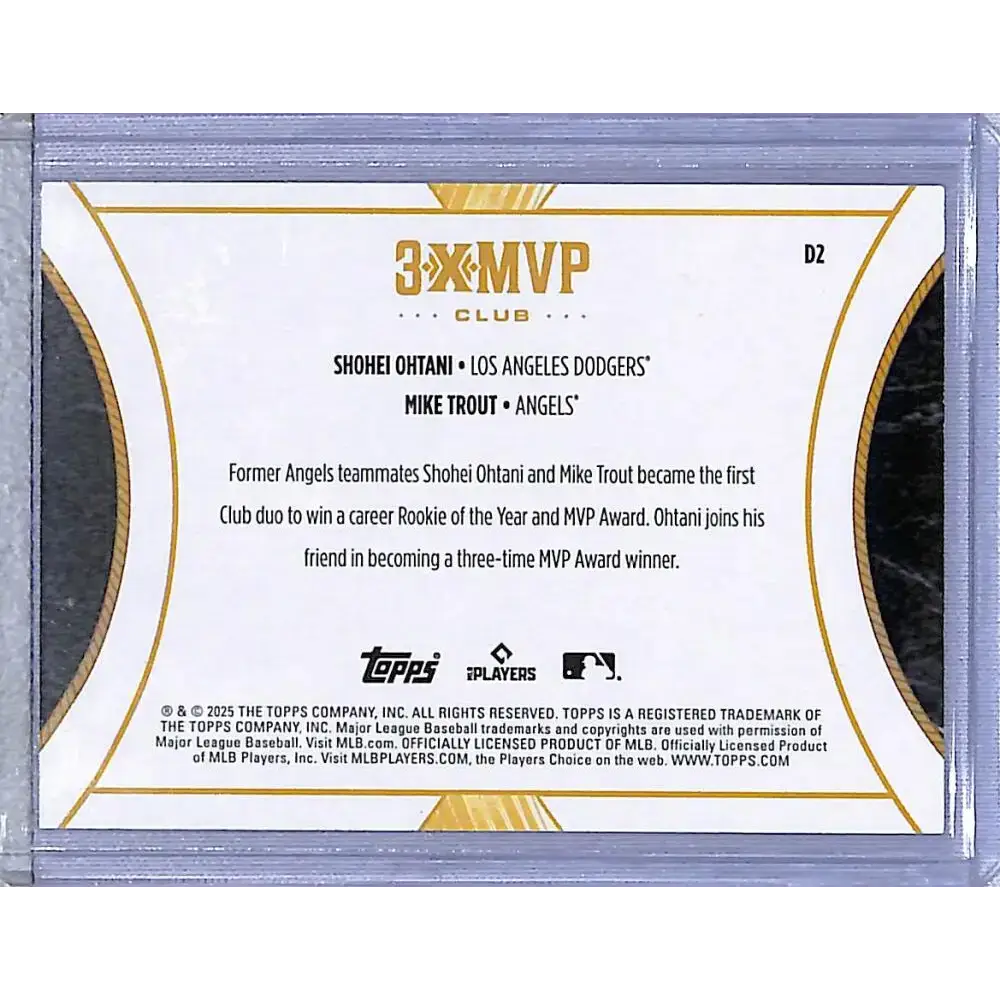 2025 Topps 3X MVP #D2 Shohei Ohtani / Mike Trout NM-MT Los Angeles Dodgers / Angels