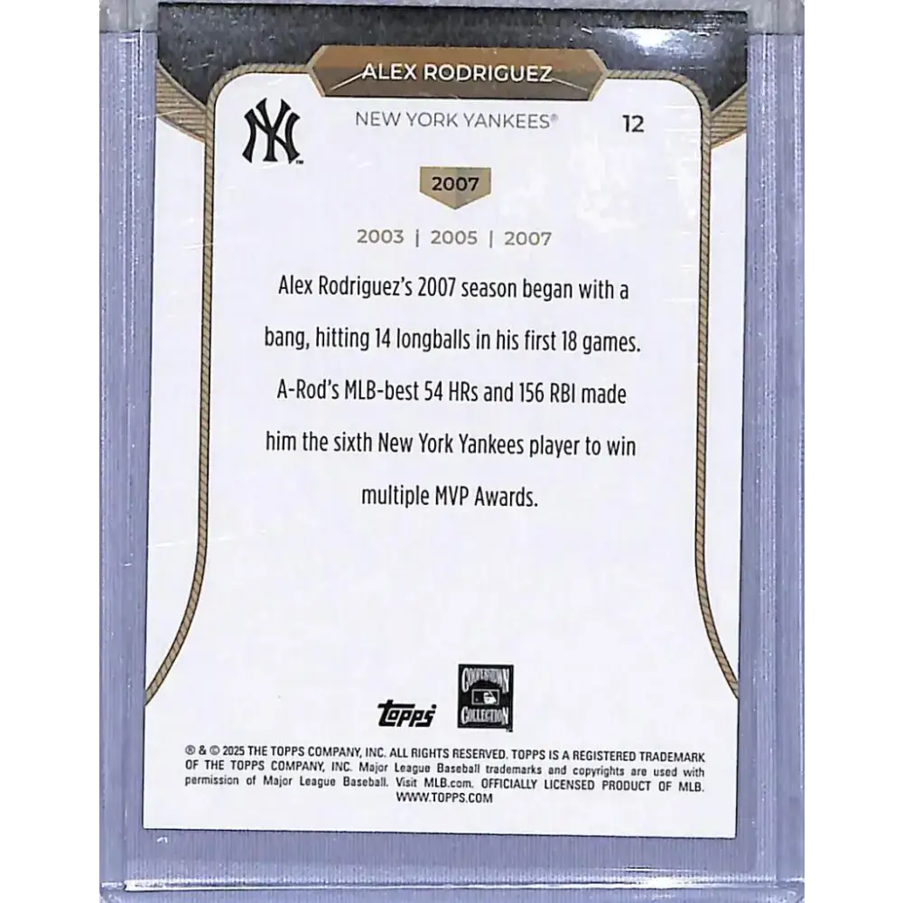 2025 Topps 3XMVP #12 Alex Rodriguez 2007 NM-MT New York Yankees - Baseball Card Single