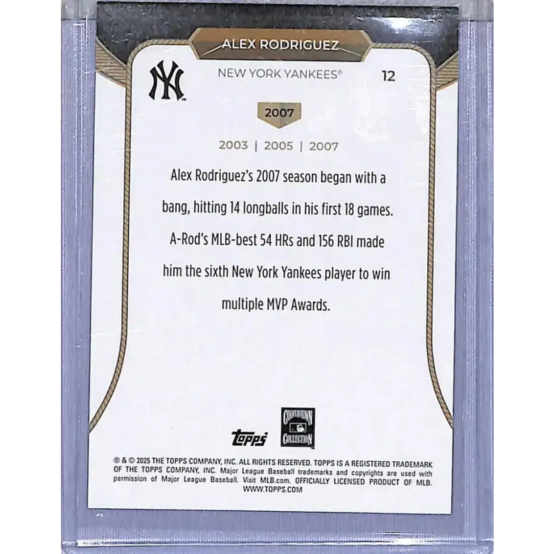 2025 Topps 3XMVP #12 Alex Rodriguez 2007 NM-MT New York Yankees - Baseball Card Single