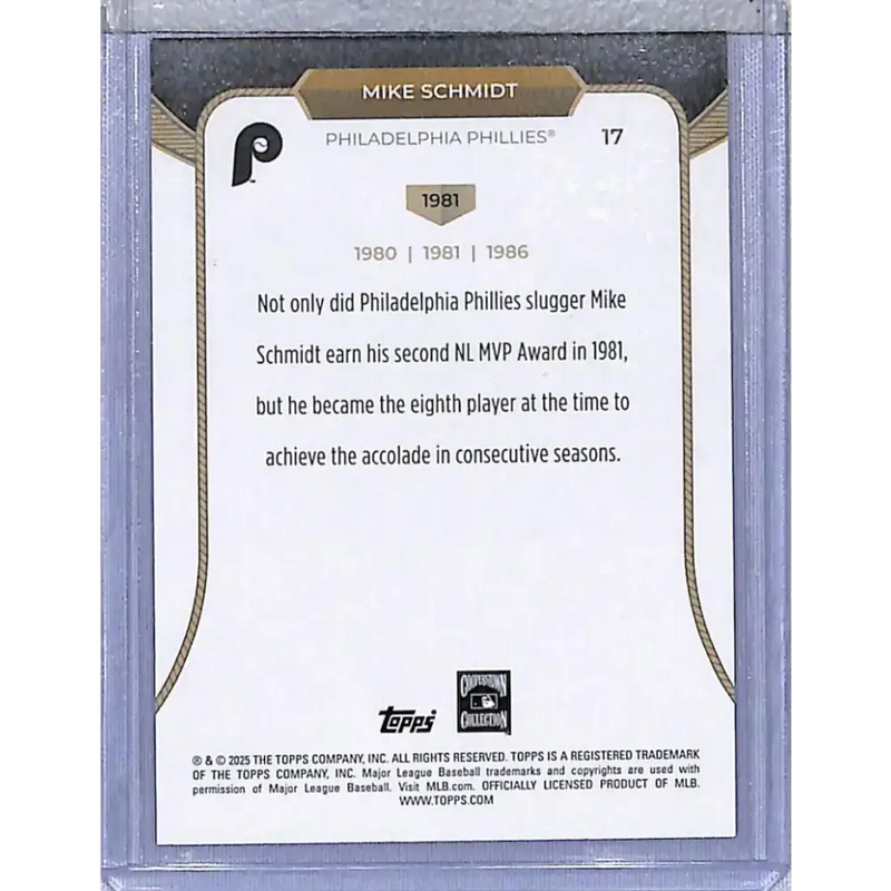 2025 Topps 3XMVP #17 Mike Schmidt NM-MT Philadelphia Phillies - Baseball Card Single