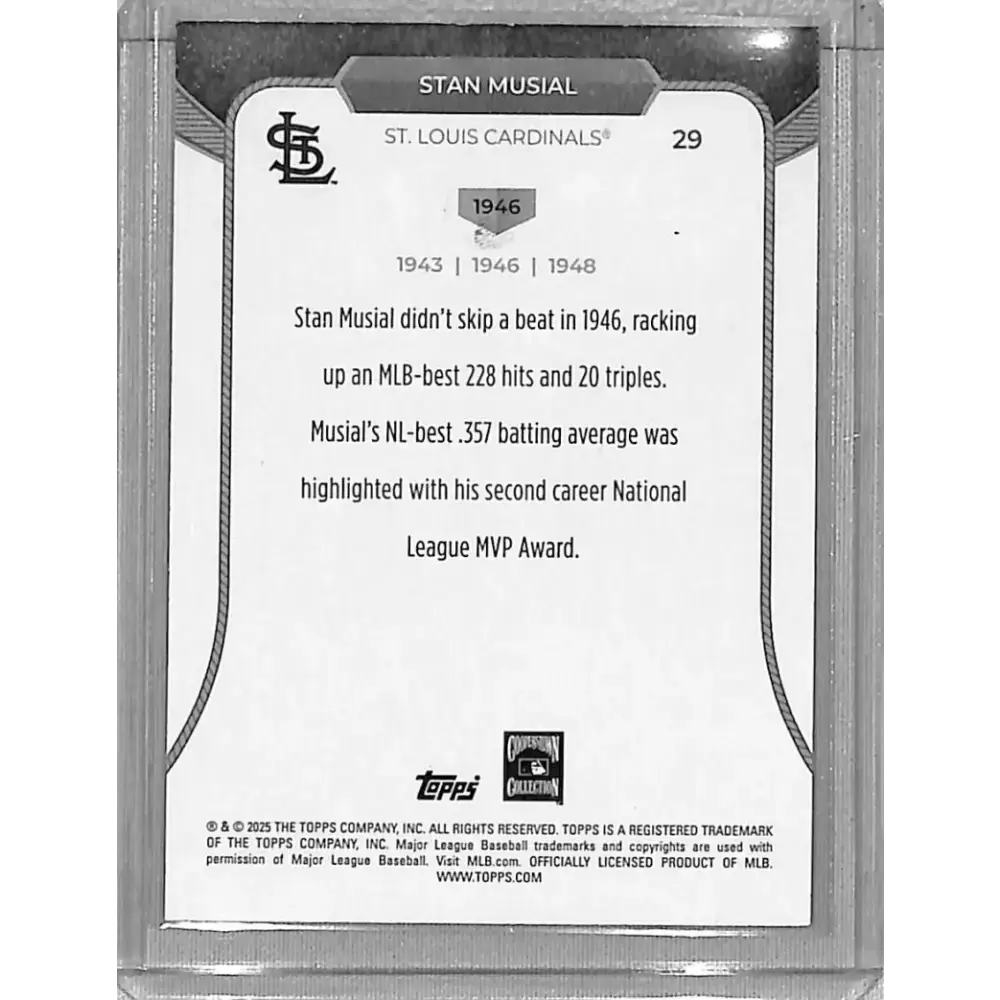 2025 Topps 3XMVP #29 Stan Musial 1946 NM-MT St. Louis Cardinals - Baseball Card Single