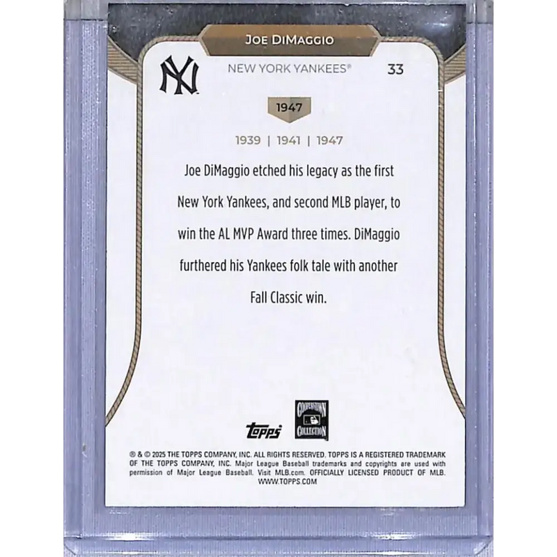 2025 Topps 3XMVP #33 Joe DiMaggio 1947 NM-MT New York Yankees - Baseball Card Single