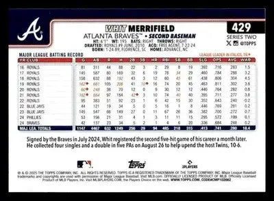 2025 Topps #429 Whit Merrifield - Baseball Card Single