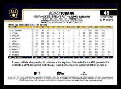 2025 Topps #45 Brice Turang - Baseball Card Single