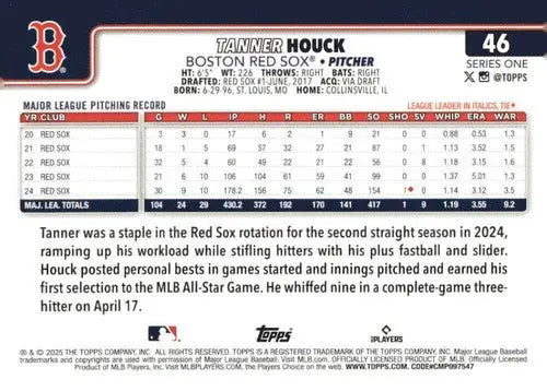Tanner Houck baseball card Red Sox 2025 Topps original gloss NM-MT