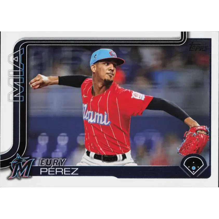 2025 Topps #487 Eury Perez NM-MT Miami Marlins Baseball Card - Baseball Card Single