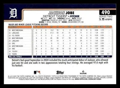 2025 Topps #490 Jackson Jobe - Baseball Card Single