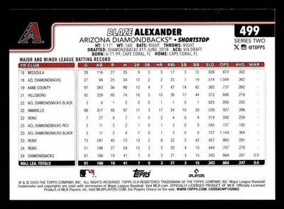 2025 Topps #499 Blaze Alexander - Baseball Card Single