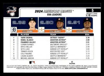 2025 Topps #5 Tarik Skubal/Ronel Blanco/Framber Valdez - Baseball Card Single
