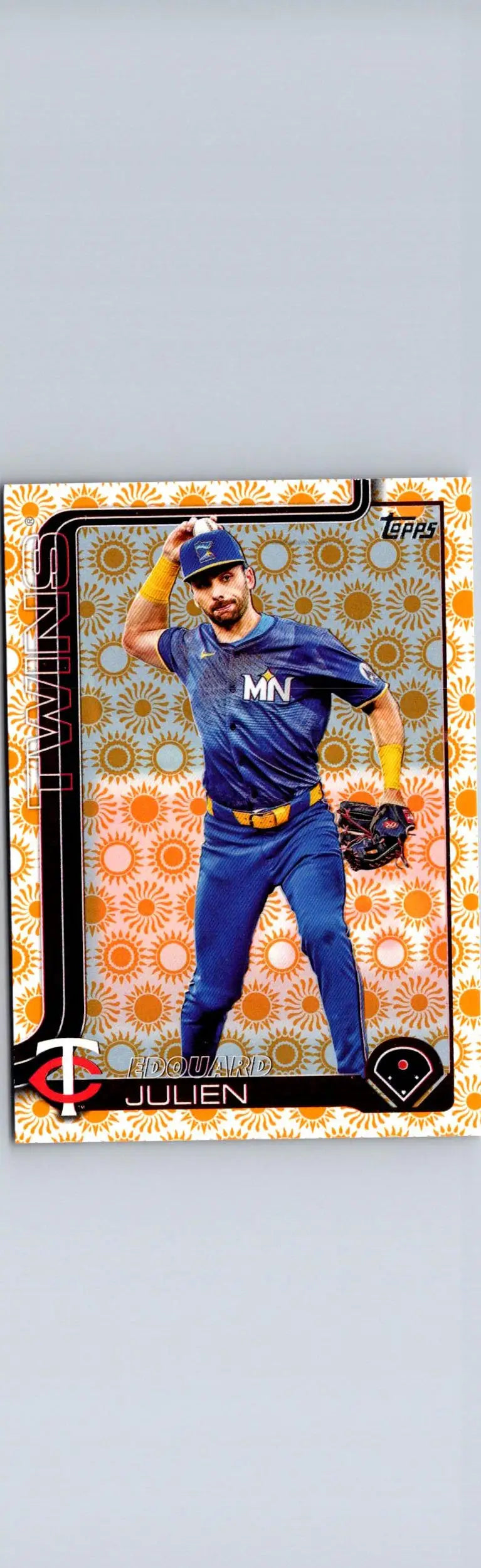 Baseball trading card of Edouard Julien from 2025 Topps Julien Holiday series