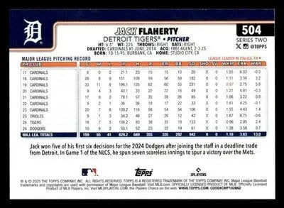 2025 Topps #504 Jack Flaherty - Baseball Card Single