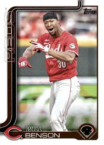 Original gloss baseball trading card of Will Benson benson nm-mt reds from 2025 Topps