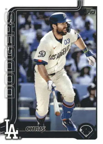 Original gloss Chris Taylor baseball card 2025 Topps NM-MT Dodgers ID76922
