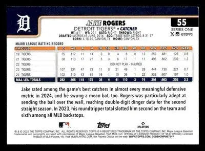 2025 Topps #55 Jake Rogers - Baseball Card Single
