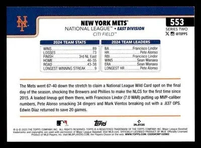 2025 Topps #553 New York Mets - Baseball Card Single